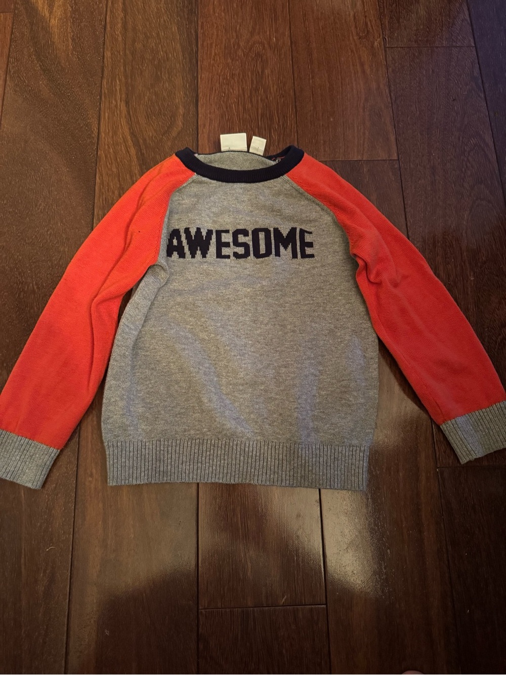 The Children's Place Gray & Red AWESOME Crewneck Sweater